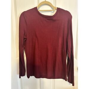 A New Day Women's Long-Sleeved Burgundy Ribbed Tee XL